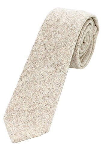 JEMYGINS 2.4 Cotton Necktie Beige Mens Cashmere Wool Skinny Tie (beige)