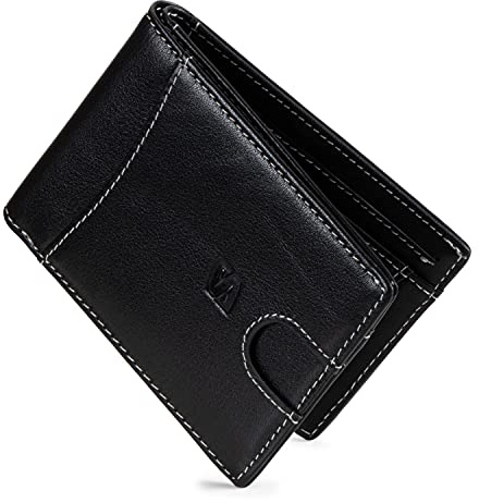 SERASAR Premium Wallet [Clever] Herren Schwarz Echtleder Münzfach Geschenk