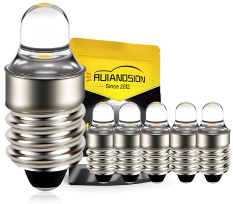 Ruiandsion 6pcs E10 LED Bulb 3V 4300K Warm White LED Bulb for Torchlight Flashlight Torch Headlight,Non-Polarity