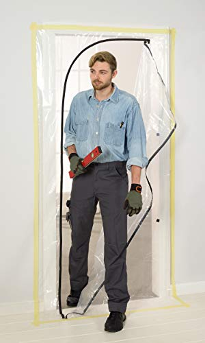 Colorus Staubschutztüre Folie LDPE mit L-Reißverschluss | Staubschutz Bautür mit stabiler 100my Folie | Transparente Schutztüre für Türe mit 1,15 x 2,20 m