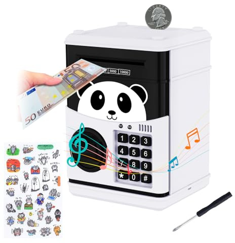 MOMMED Elektronische Spardose für Kinder - Digitale Spardose mit Passwort und Licht - Große elektrische Sparbüchse für Münzen und Scheine - Toller Mini-ATM- Automatische Sparautomat