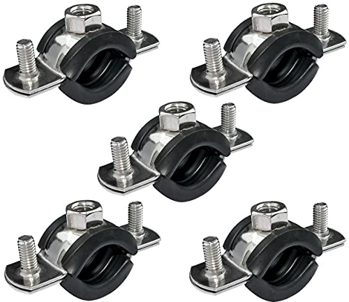 AERZETIX - Juego de 5 - Abrazadera isofónica - soporte de fijación con junta - para tubo Ø1/2'' 21-23mm - DIN EN 10111 - en acero inoxidable A2 - para atornillar М8 - C49904