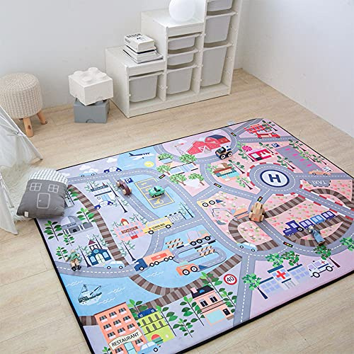 Kinder Baby Krabbeldecke Faltbare, Hiseng Polyester Spielmatte Kinder Teppiche Rutschfeste Baby Bodenmatte Waschbare Krabbelmatte für Outdoor Spielteppich (150x195cm,Straße)