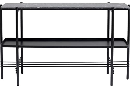 Kare Design Konsole Bennet, Schwarz, Konsolentisch, Marmor Deckplatte, Stahlgestell, Unikat, 72x120x30 cm (H/B/T)
