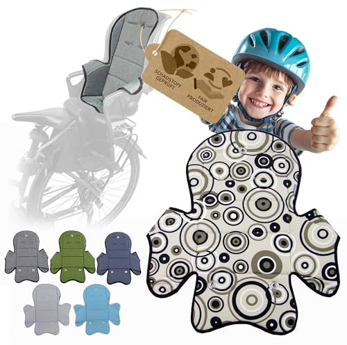 Ersatzbezug kompatibel mit Römer Kinderfahrradsitz – Weiches Ersatzpolster für Fahrradsitz Kinder – Sitzbezug, waschbar bei 30°C – Komfort Polster für Kinder Fahrradsitz MOD 5 (beige braune Kreise)