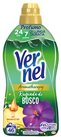 Vernel Aromatherapy Rugiada di Bosco, Ammorbidente Lavatrice Concentrato, Sensazione Di Profumo Come Appena Lavato, confezione singola da 46 lavaggi