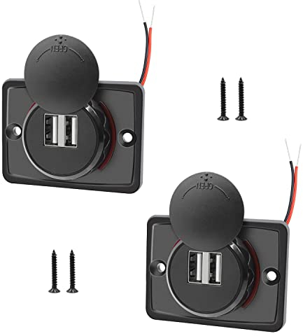 USB Steckdose 12v Wohnmobil, 12V Steckdose Auto, 3.1A Auto Dual USB A Port Ladegerät Wasserdicht, für Wohnwagen, Motorrad, LKW, Boot (2 Stück)