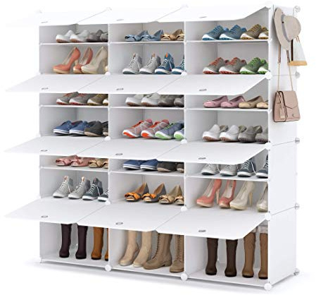 Scarpiera a 7 ripiani, 42 paia di scarpe da pavimento con anta, scarpiera per ingresso, soggiorno, camera da letto, colore bianco