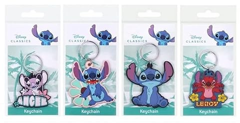 Disney QUATTRO porte-clés assortis 2D Lilo & Stitch en PVC - 8x8 cm