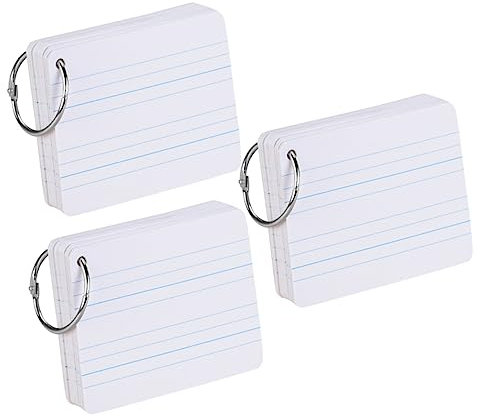 Operitacx Doppelseitige Englische Wortkarte Pinyin Karte Für Schüler Verdicktes Umweltfreundliches Papier 3 Stück Weiß Mit Loch Und Eisenring Für Schule Und Lernen