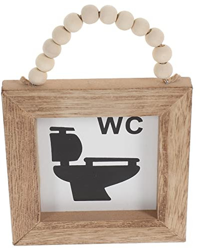 NUOBESTY Cartel Original Para Puerta De Baño Decoración Colgante Letrero De Baño De Madera