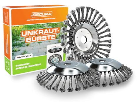SECURA 3X Bürstenkopf Unkrautbürste für Motorsense Freischneider 25,4mm Bohrung 200mm Ø