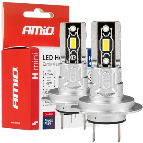 AMiO DIMLicht LED H7 Mini 6500K Weiß (Set) [Weiße Scheinwerfer - Weiße Dimlights]
