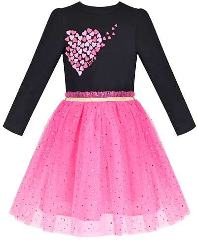 Mädchen Kleid Langarm Tutu Rock Krawatte Party Gr. 110-146