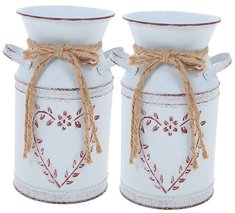Cabilock Jarrón De Flores De Boda Diseño Forma De Corazón, Material De Hierro, Color Vintage, 2 Unidades, Decoración para Arreglos, Adecuado para Hogar, Oficina y Eventos