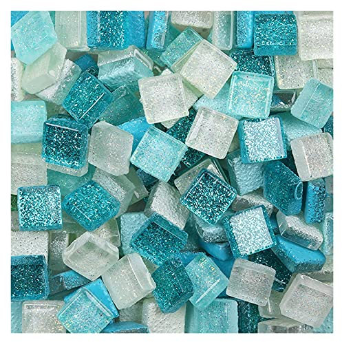 baldosas de mosaico de cristal, baldosas de mosaic Azulejos de mosaico de vidrio con purpurina de 600 g, forma cuadrada e irregular, piedra de mosaico colorida, mosaico de bricolaje, materiales artesa