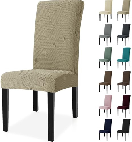 Ystyle Universal Stretch Stuhlhussen 6er Set, Khaki | Stuhlbezug Elastisch Abnehmbarer, Hussen Für Stühle Waschbarer, Stuhlbezüge Chair Cover für Hotel Bankett Küche Restaurant