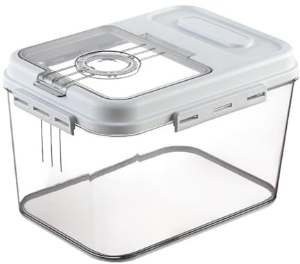 ANMOO 7.5kg Airtight Rice Dispenser, Flour Cereal Storage Container | BPA-Free clear stackable rice food storage container for cereal, flour & grains, pantry and kitchen organization storage bin
