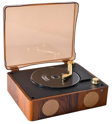 Kadxyan Reproductor De CD Vintage, Tocadiscos con Bluetooth, Reproducción USB Diseño Retro, Reproductor De CD Recargable Portátil, Altavoces HiFi Duales, para Amantes De La Música, para El Hogar