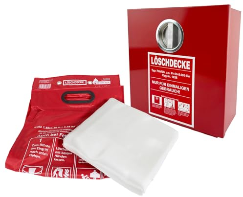 Löschdeckenbehälter Metall 300x300x25 mm mit Löschdecke 160x180 cm