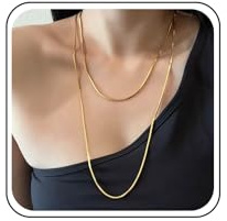 Inateannal Runde Schlangenkette Gold Lange Schlangenkette Halskette Geschichtet Schlangenkette Choker Halskette Italienische Schlangenkette Halskette Minimalismus Dünne Halskette Schmuck Für Frauen