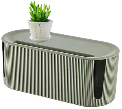 Green no-rdic Cable Management Box Brown Wire Organizer Box ABS Dustproof Cable Tidy Box Wire Storage Extension Hider for Tvs Computers Desks 31x13.5x12.5 Cm