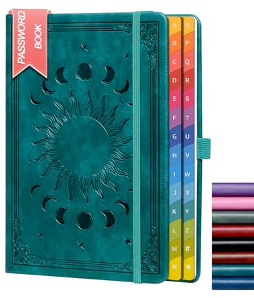Carnet de mot de passe avec onglets alphabétiques colorés, couverture rigide, collecteur de mots de passe Internet pour les logins d'adresses