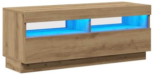 vidaXL TV-Schrank mit LED-Leuchten Artisan-Eiche 100x35x40 cm | Viel Platz für all Ihre Medien, tolle RGB-LED-Lichter, um den Raum zu erhellen