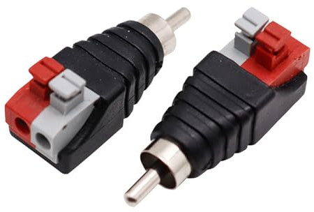 Lunpog 2 Stück RCA Cinch zu Lautsprecher Kabeladapter Subwoofer Lautsprecher Phono Cinch-Stecker zu AV 2 Schraubklemme Video Audio Federpresse Typ Balun für CCTV