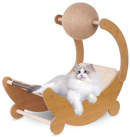 Sinbide Katzen Kratzbrett,Kratzmatten，Gebogenes Kratzpappe für Katzen mit Katzenkratzball,Abriebfestes Katzenkratzbret, Katzenkratzmöbel aus hochwertigem Sisal,Geeignet für drinnen