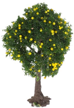 NULYLU Miniature Trees for Crafts and Model Train Scenery Realistic Mini Green Tree with Yellow Fruit for Dioramas and Architectural Projects