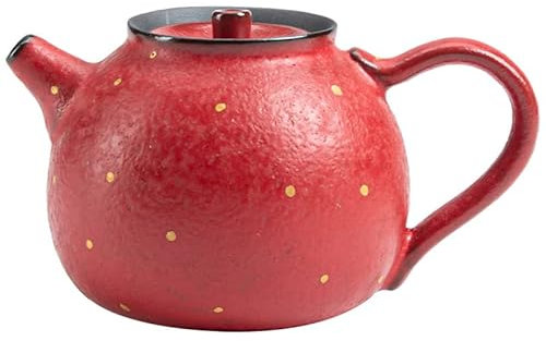 MPOPO Herbal Tea Pot Red Glaze Teapot Chinese Handmade Small Teapot Kung Fu Tea Set Teapot Tea Brewer Loose Leaf Tea Steeper