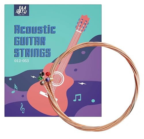 Gitarrensaiten Konzertgitarre-kupferbeschichtete Saite Premium Nylon-Saiten für Klassische-, Konzert-& Akustik-Gitarre - 6 Saiten Set inkl. 3 Plektren Stärke 12–53 (1-stück)