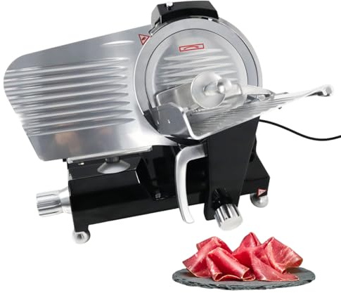 Trancheuse à Jambon Luxe Ø250 mm Noire - Coupe 0 à 15 mm - 150W - Affûteur Intégré - Aluminium