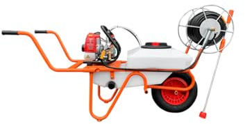 Chariot pulvérisateur à 1 Roue 26 CC 50 L avec Tuyau de 50 mètres et Lance de 90 cm