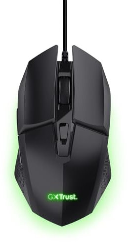 GXTrust 1109 Vylax Gaming Mouse with 6 Programmable Buttons, Advanced Software, Multicolour LED Lighting, 200-6400 DPI, 1.5m USB Cable, Illuminated RGB Computer Mouse for PC Laptop Windows, Black