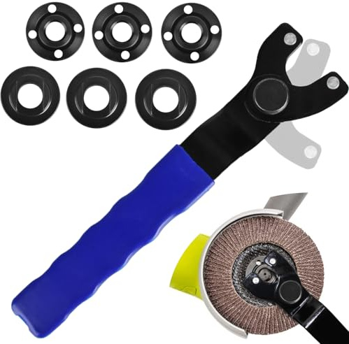 1-Pack Adjustable Angle Grinder Wrench with 3 Pairs Grinder Flange Nut Universal Adjustable Angle Grinder Wrench Angle Grinder Nut and Pin Spanner Compatible with Dewalt Grinder or other Grinders