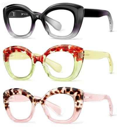 JM Gafas de Lectura Mujer con Bisagra de Muelle,Gafas Luz Azul Ojos de Gato
