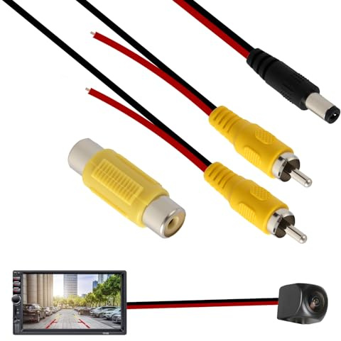 10 m förlängningskabel för backkamera, uppgraderad dubbelskärmad RCA-videokabel med gul RCA-kontakt till honkontakt, backkamerakabel, för anslutning av bildskärm och bakre kamera