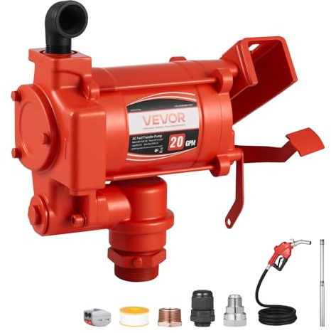 VEVOR Bomba de Transferencia de Combustible, 76 L/min, con Boquilla de Combustible y Manguera de Descarga con Apagado Automático, Kit de Alto Caudal para Mezclas de Gasolina, Diésel, Queroseno