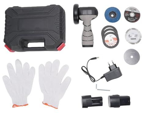 Garosa Grinder de ángulo Inalámbrico, Motor de Cepillo de 28000 Rpm con Manija de Goma para Corte de Madera de Metal, Herramienta de Pulido de Molienda de Batería de 1800 MAh (Enchufe de la UE)