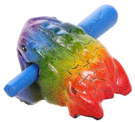 Supvox Holzfrosch Klanginstrument aus Massivholz Farbenfroher Quakfrosch mit Schabstock Pädagogisches Schlaginstrument für Kinder und Erwachsene Percussion Soundeffekt