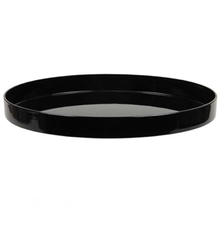 RiloStore Tablett schwarz 27cm Tabletts Dekotablett rund Kunststoff Herbstdeko o3269 Weihnachtsdeko Puristisch Tischdeko Kerzentablett Serviertablett Kerzentablett Tragetablett