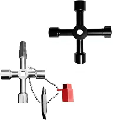 Lethra 2Pcs Meter Box Key, 7 in 1 Radiator Bleed Key and 4 in 1 Heavy Duty Utility Key, Multi Functional Electric Box Key for Cupboard Cabinet Electric Elevator Water Gas Meter Opening