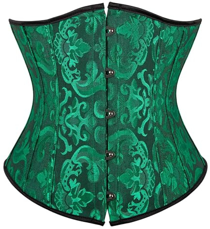 ZTFYKLIN Corsé Bajo El Busto, Top Tipo Bustier, Cinturón De Cintura, Satén con Ballenas, Lencería Gótica Talla Grande Body Faja Uctora Mujer (Blackish Green, L) Corset Lila Rosa Corpiños Rojo Y