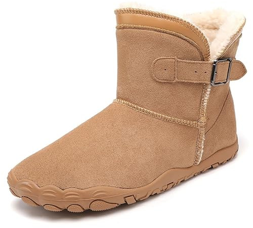 JYukaichen Barefoot Snow Boots Women Winter Men Wide Toe Hiking Short Boot, Warm Fur Lined Ankle, Womens Anti Slip Windproof Outdoor Warm Booties