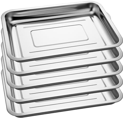 5 Pcs Stainless Steel Plant Tray Seed Sprouting Trays Seedling Starter | Reusable 13.78x10.24x1.38inch Rectangular Grow Bag Tray Plant Propagator for Indoor & Outdoor Gardening Greenhouse
