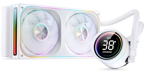 Jonsbo TH-240 AiO vattenkylning – vit | 240 mm CPU-vattenkylare med ARGB, LED-temperaturdisplay och enramsfläkt
