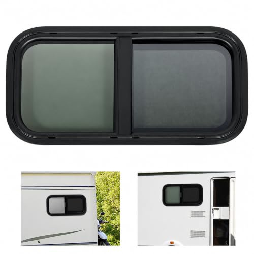 CLEADONG Fenêtre coulissante horizontale Fenêtre camping-car 700 x 400mm | Cadre en aluminium | 25 % de transmission de la lumière | avec moustiquaire | universel pour camping-car, van, caravane