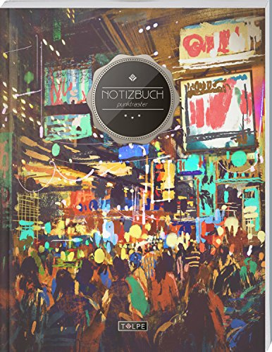 TULPE Punktraster Notizbuch A4 „C059 Tokyo“ (140+ Seiten, Vintage Softcover, Punktkariertes Papier - Bullet Journal, Dickes Notizheft, Skizzenbuch, Tagebuch, Gepunktete Seiten, Dot Grid Notebook)